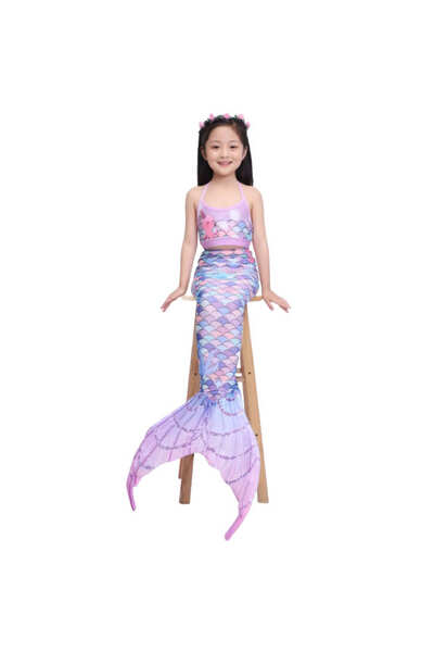 THK Costum de baie coadă de sirenă Ariel, Albastru Caraibean - THK ®   110 cm...