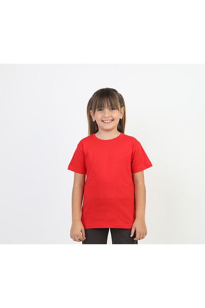 SLOBODA Unisex Tops Crewneck Unprinted Solid Red Combed Cotton T-Shirt