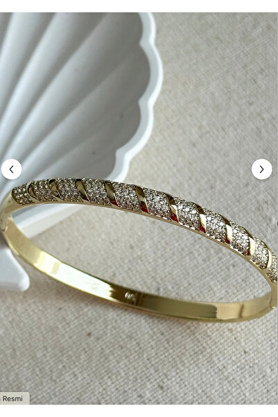 sain jewelry Xuping 14 K Asimetrik Taşlı Kadın Kelepçe Bileklik – 18 cm | Alt...