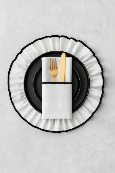 Mirilliahome 7 Parça Biyeli Çeyiz Seti - Fırfırlı Keten Supla ve Fırfırlı Keten Runner