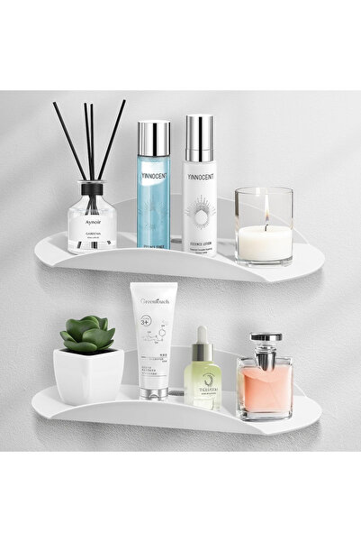 OEM Rafturi de perete albe, curbate, din material acrilic, pentru obiecte ușoare, set de 2x30 cm