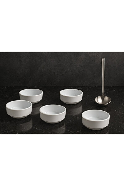 Metler وعاء شوربة ميلامين أبيض 13 سم 20 قطعة + مغرفة ستانلس ستيل |   مجموعة ص...