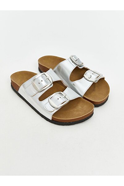LC Waikiki Lcw Steps Gray Double Striped Women's Slippers