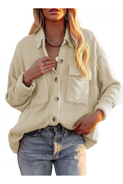 OEM Women's long-sleeved loose shirt beige XL