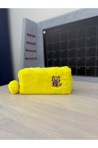 Çanta Trend Plush Pen Holder with Cat Pattern