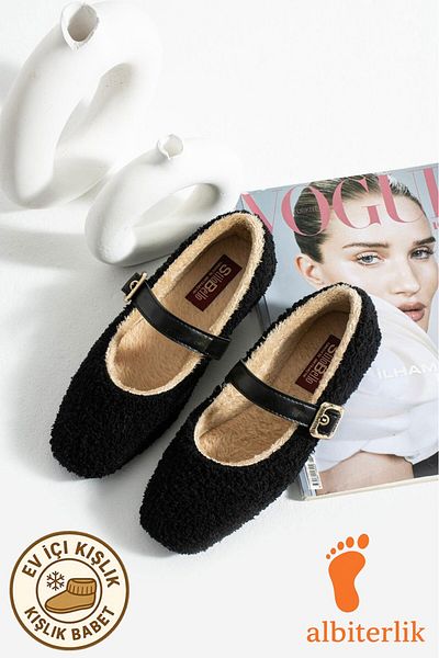 AlbiShoes Women's Winter Belted Buckle Plush Woolen Furry Dowry Bundle Fluffy Home Indoor Outdoor Ballerinas