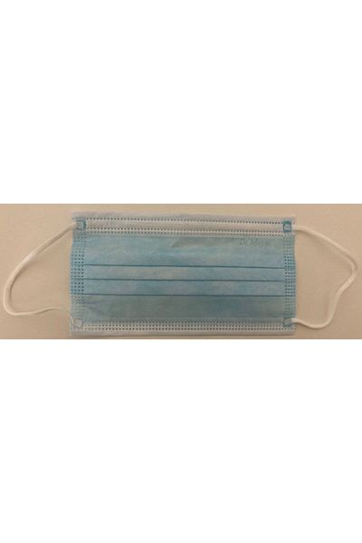 THK Set of 50 Dr Mayer medical masks, 3 layers, 3 folds, blue/surgical white, adults