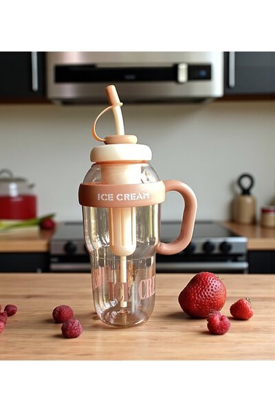 Brokoli Home 1300 ml Kulplu Suluk Matara Detox ve Soğuk İçecek Şişesi Pipetli...