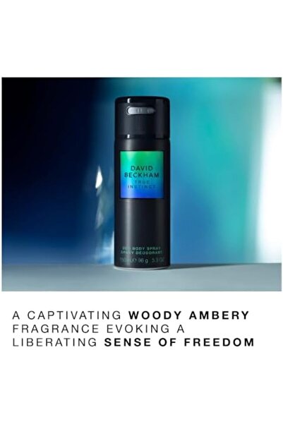 David Beckham True Instinct Deodorant Body Spray for Men, Woody Ambery, Sleek Black Can 150ml