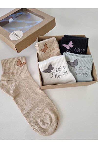 Moonys Socks Collection Șosete scurte pentru femei, pachet de 4 - Bumbac
