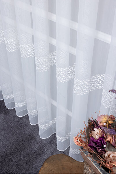 Payidar Capella Ekru 1/3 Sık Pileli 3 Sıra İşlemeli Ütü İstemez Kırışmaz Yeni Sezon Salon Tül Perdesi