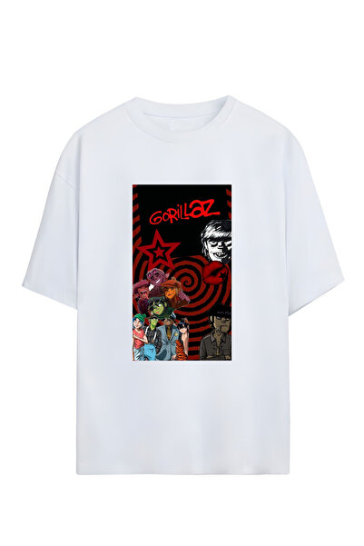 GraffTee تي شيرت قطني كبير الحجم للجنسين من GORILLAZ