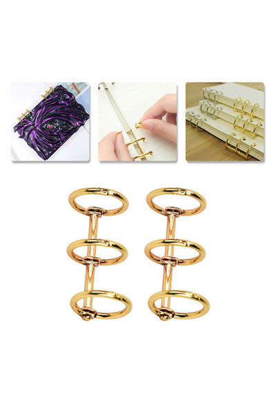 Getshopmini Epoxy Notebook Cover Connecting Apparatus Notebook Binding Metal Ring - Gold 2 Pieces