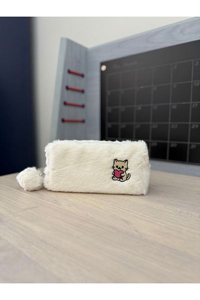 Çanta Trend Plush Pen Holder with Cat Pattern