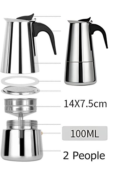 Transformacion Inox Moka Pot - Paslanmaz Çelik Profesyonel Moka Pot - 100 ml 722055