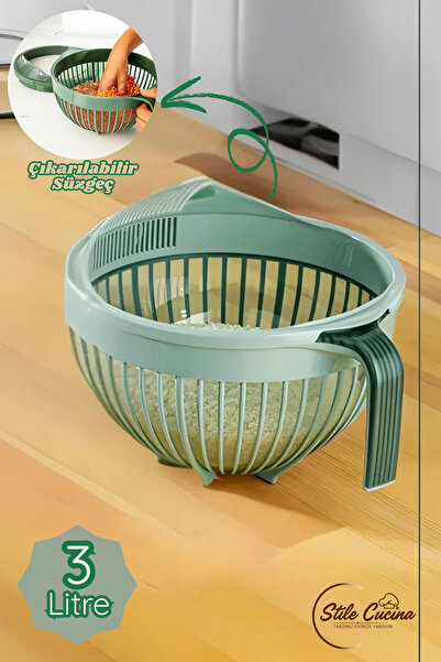 Stile Cucina Linea Rice Strainer 3 Liter Green