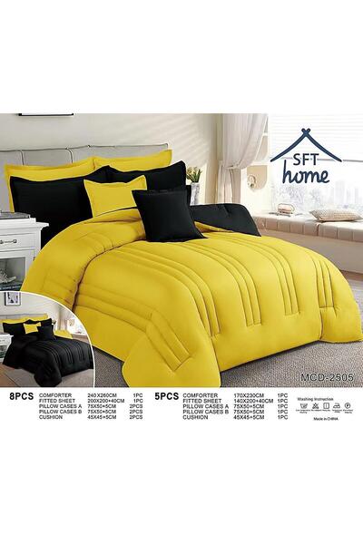 Gerenic Plain double-sided bedspread, suitable for a 140 x 200 cm mattress / 170 x 230 cm quilt, 5-piece set