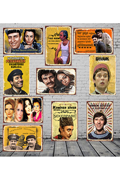 Home Yeşilçam Klasikleri Kemal Sunal Şener Şen Temalı 10 Adet 20 x 30 MDF Duv...