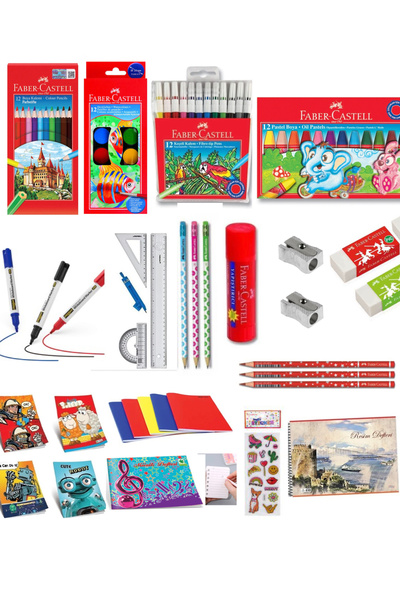 Faber Castell Kırtasiye Seti İlkokul 2. 3. 4. Sınıf Uyumlu Full Set 31 Parça