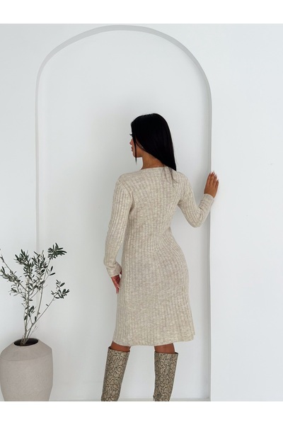 sportiness V Neck Twill Knitwear Dress