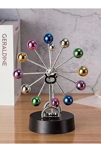 moryconcept Renkli Newton 3d Denge Topu Masa Üstü Dekoratif Ojle Devamlı Dönen