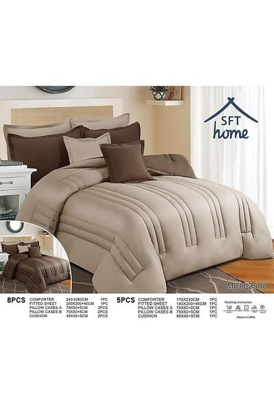 Gerenic Plain double-sided bedspread, suitable for a 140 x 200 cm mattress / 170 x 230 cm quilt, 5-piece set