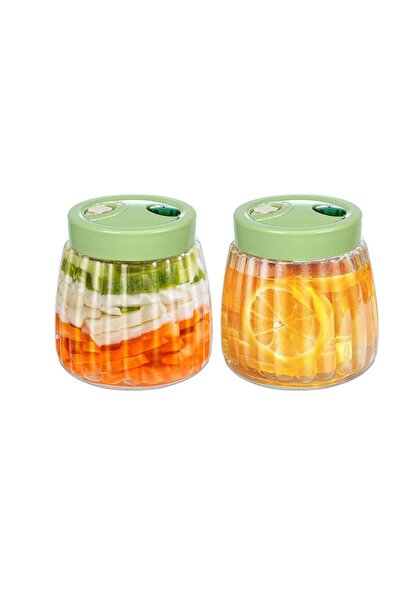 Generic SYOSI Fermentation Jars, 2 Pcs Glass Jars, 1L Kimchi Container, Fermenting Jar with 2 Air Release V