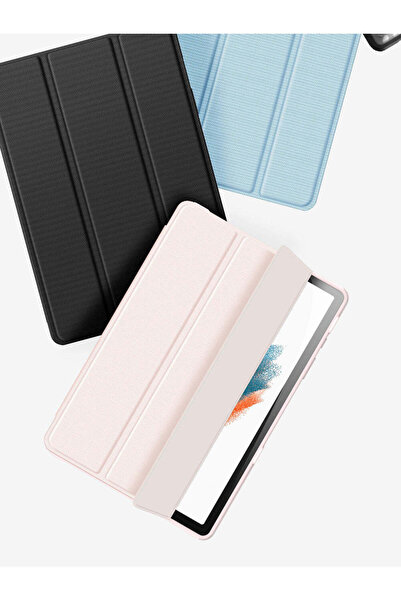 SIGLOO Husa premium Samsung Galaxy Tab A9 8.7", interior piele, spate PC transparent anti-soc, Pink