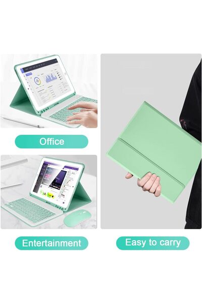 SIGLOO Husa cu tastatura si mouse Lenovo Tab P11 Gen2 11,5" Bluetooth, magnetica, stand, Green