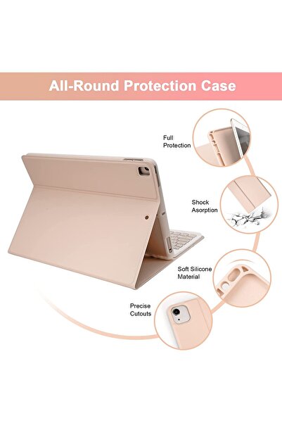 SIGLOO Husa cu tastatura si mouse Wireless Bluetooth pentru Samsung Galaxy Tab S9 S9 FE 11 inci pink