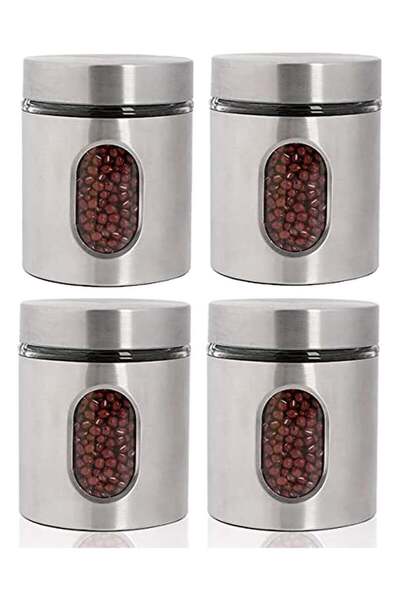 Generic Stainless Steel Food Storage Canister Sets,Set of 4 Airtight Sugar Co...