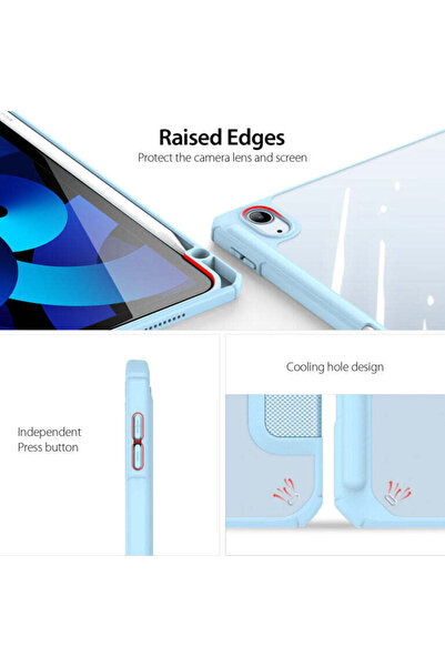 SIGLOO Premium case Apple iPad Air 13" 2024, leather, Pen holder, transparent back, anti-shock, Blue