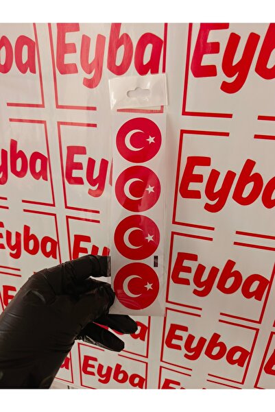EYBA STİCKER Oval Flag 4 Pieces 5X5 cm Printes 1 Piece Color Printing Sticker...