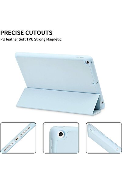 SIGLOO Husa premium Galaxy Tab S8 S7 11 inci piele sintetica suport Smart Pen spate PC light blue