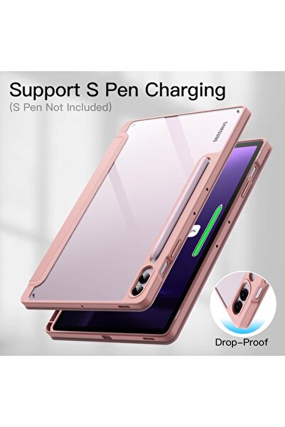 SIGLOO Husa premium Samsung Galaxy Tab S10+/S10Fe+/S9+/S9Fe+ 12.4", piele, Smart Pen, spate PC, Pink