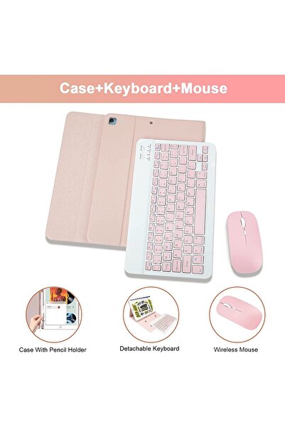 SIGLOO Wireless Bluetooth Keyboard and Mouse Case for Samsung Galaxy S6 10.5 inches Pink