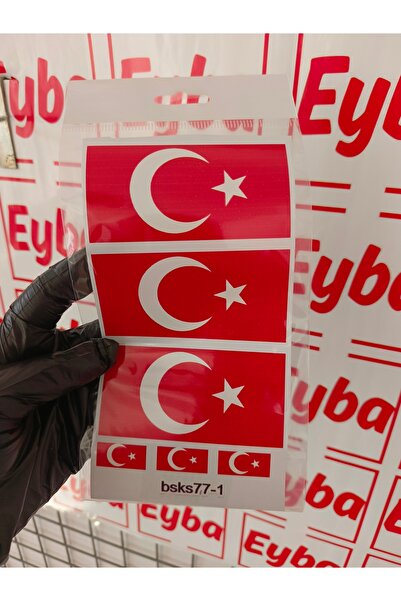 EYBA STİCKER BAYRAK 3LÜ SET 10X5cm renkli baskı sticker, bisiklet, karavan,otomobil,çocuk