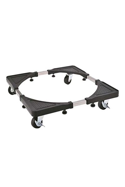 Generic حامل غسالة وثلاجة متحرك متعدد الوظائف، أسود/فضي