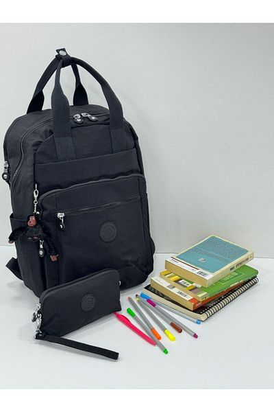 H&D COLLECTİON Unisex Water Resistant Crinkle Fabric Backpack and Wallet Type Hanging Pen Holder