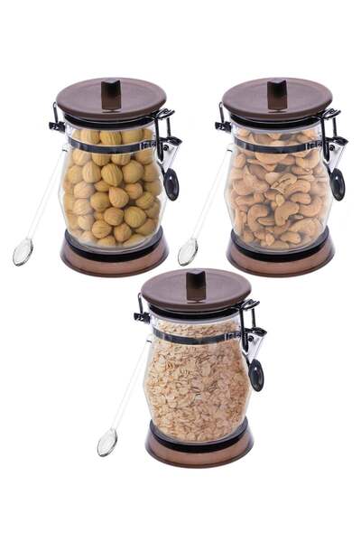 Generic Life Smile Canister Set with Clamp Lids & Spoons - Airtight Food Storage Containers, Acrylic Food S
