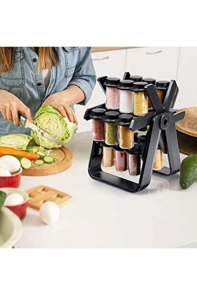 Generic ELTRAZONE Spice Jar Set with 18 Refillable Jars and 360-Degree Rotating Spice Rack â€“ Compact Rota