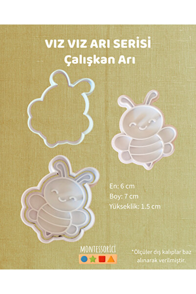 Montessori 8 Piece Bee Themed Cookie Mold Set Stamp and Cutter – Bee, Honeycomb, Flower, Hive