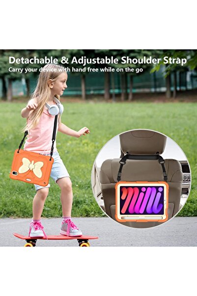 SIGLOO Premium case for Apple iPad Mini 7 and 6 8.3 inches Pencil holder, Shoulder strap, Anti-shock, orange