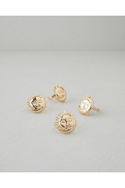 English Home Talis Man Moon Metal 4-Piece Napkin Ring 5X4 cm Gold