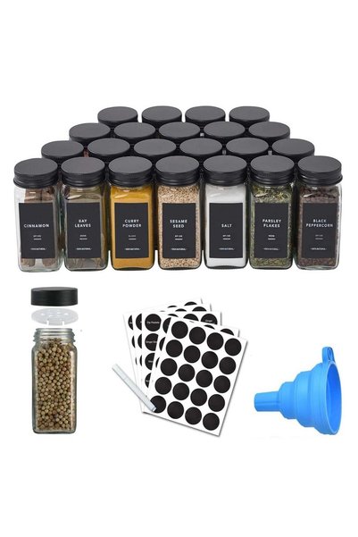 Generic Spice Jars with Labels for Kitchen Organizing Drawers 120 ml Glass Ja...