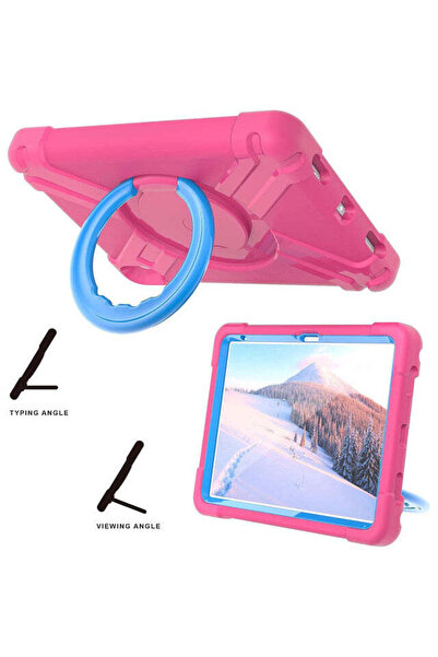 SIGLOO Rugged case with stand for Apple iPad Air 11"/10.9 Air 5/4, shockproof, pink red + blue