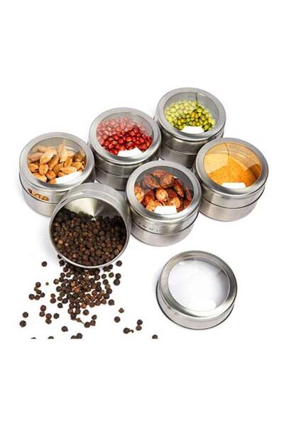Generic 6pcs Magnetic Spice Tins Stainless Steel, Spice Storage Container Spi...