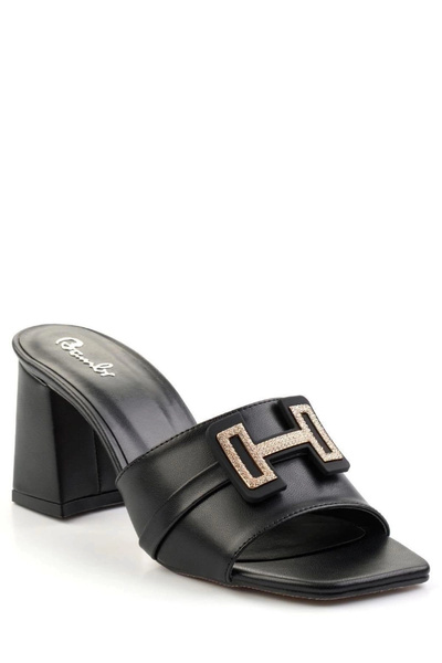 STILVANA Leyya Black Leather Heeled Shoes
