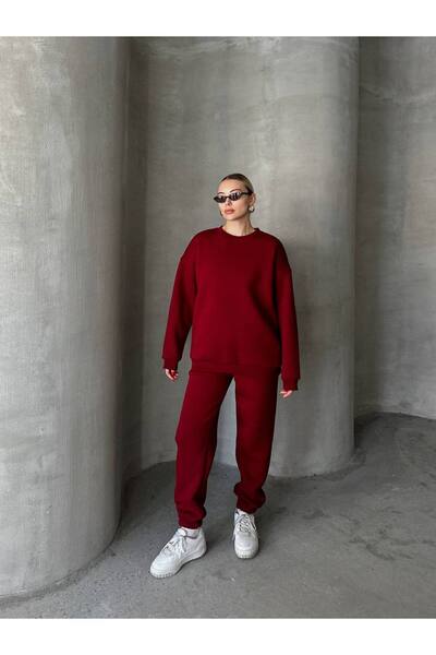 cto your style Women's Oversize Three-Thread Thick Hooded Cotton Tracksuit Set