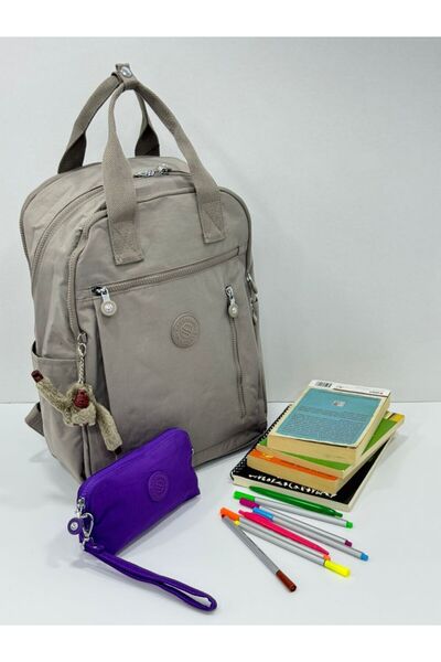 H&D COLLECTİON Unisex Water Resistant Crinkle Fabric Backpack and Wallet Type Hanging Pen Holder